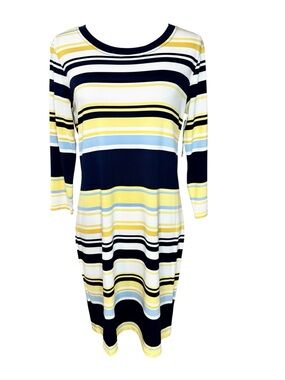 Southern Tide Camille Performance Dress Nautical Navy Stripe-Size M